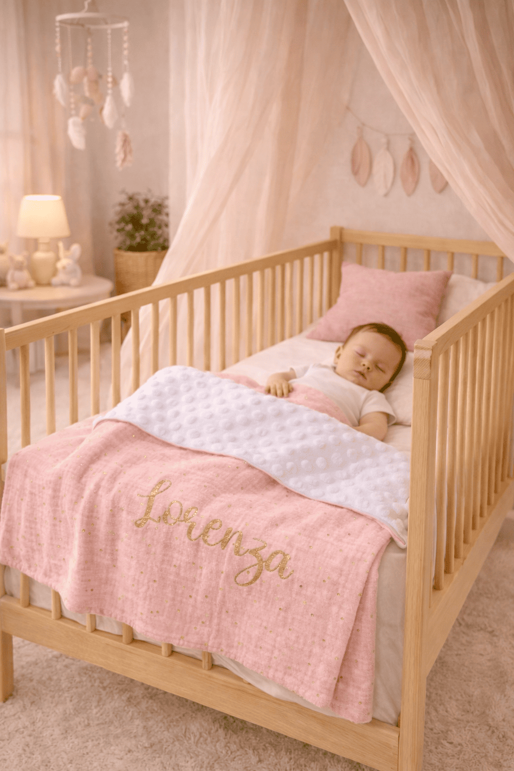 couverture rose gaze minky