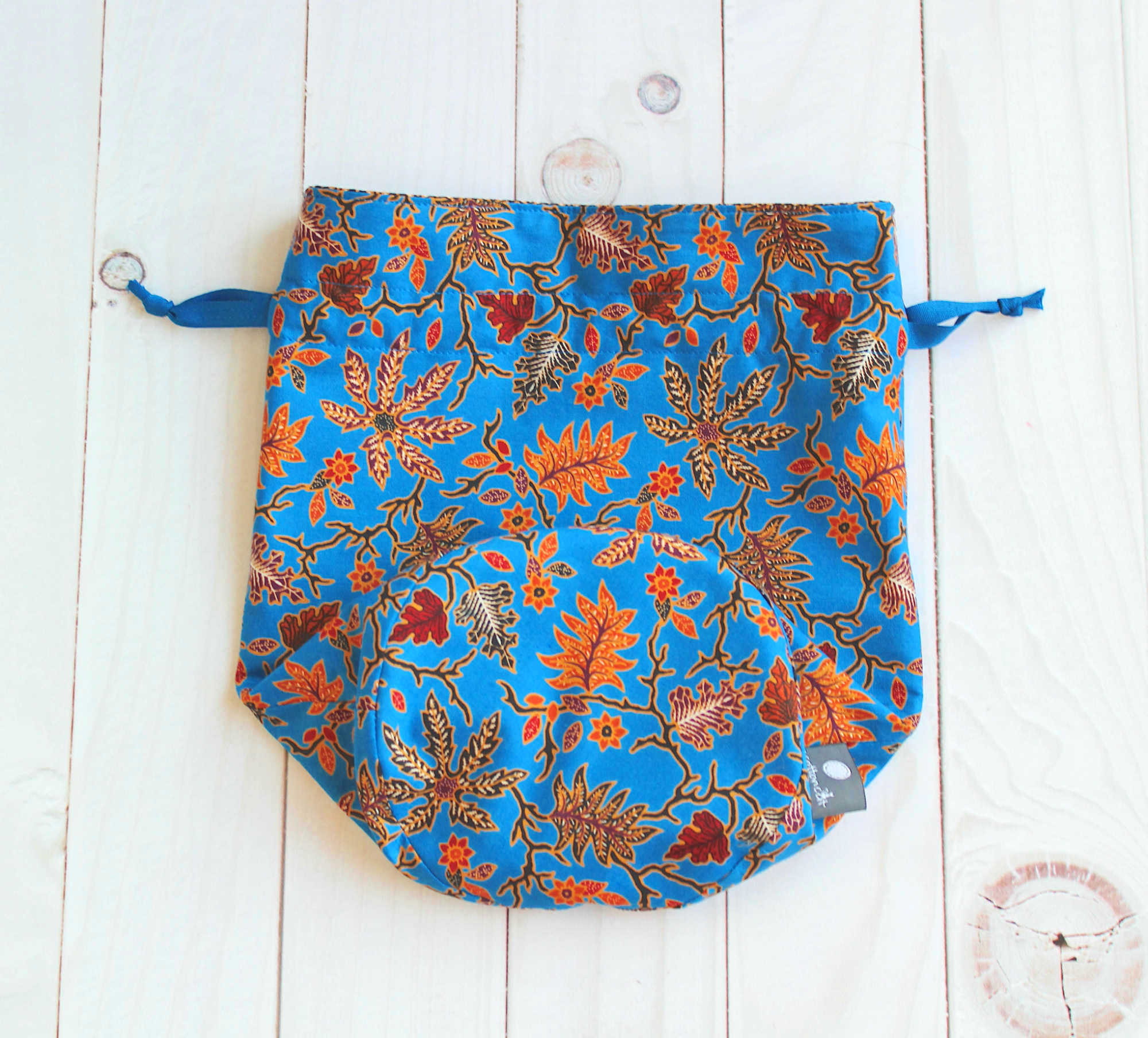 Petit sac à projets crochet tricot, pochon range pelotes de laine, trousse toilette cordons – Image 4
