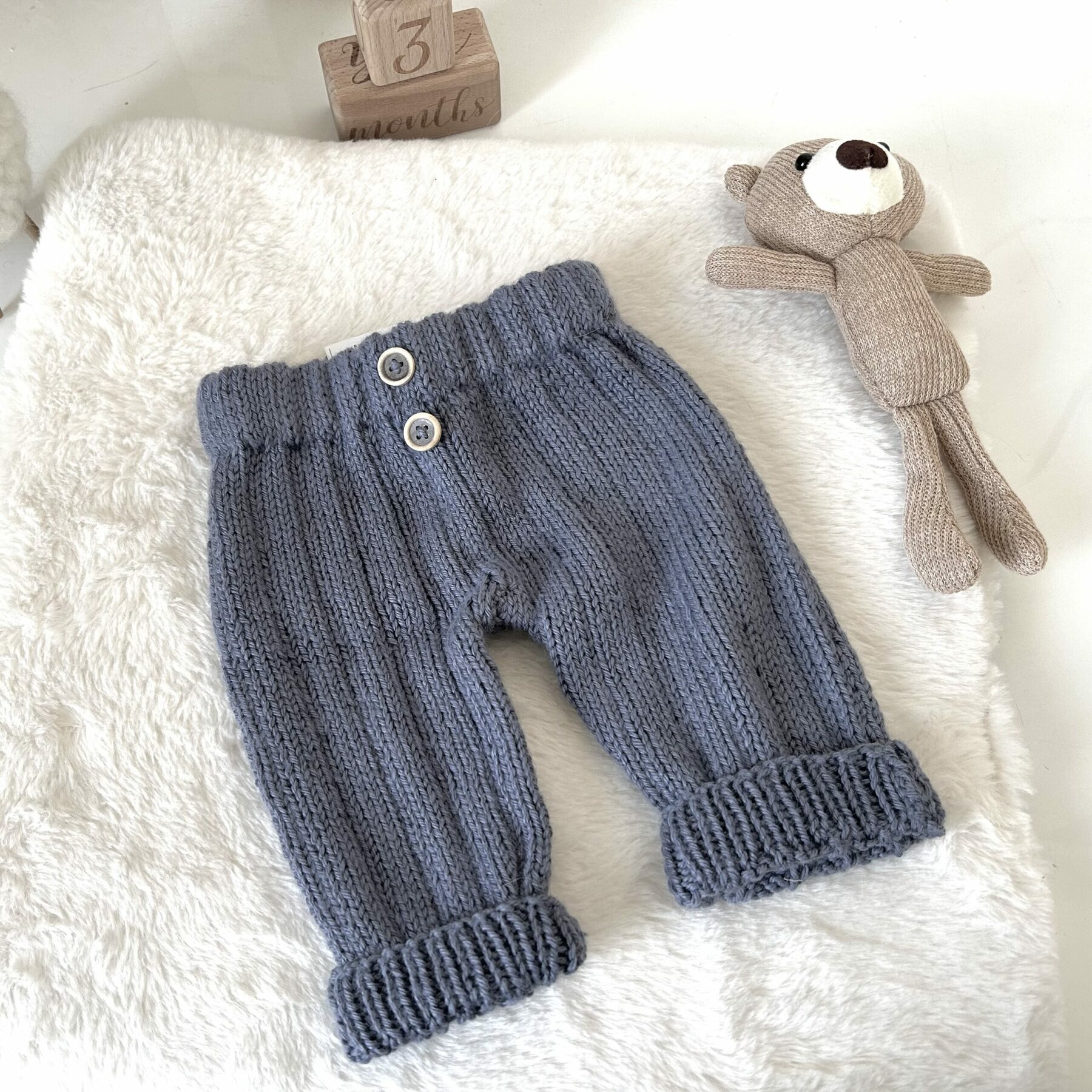 Le legging bébé en tricot laine merinos -collection bleuet /lin - 2 coloris – Image 2
