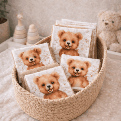 lingettes lavables oursons