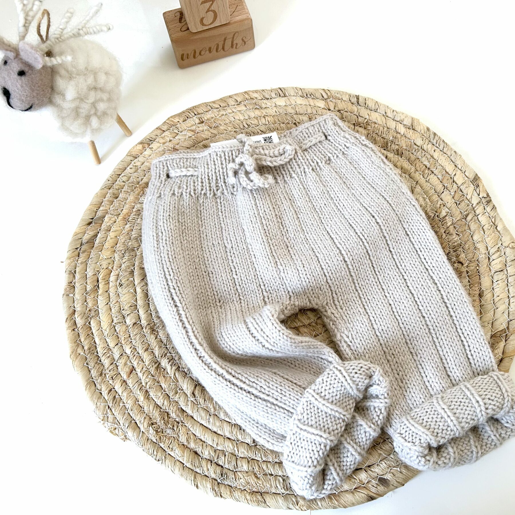 Le legging bébé en tricot laine merinos -collection bleuet /lin - 2 coloris – Image 3