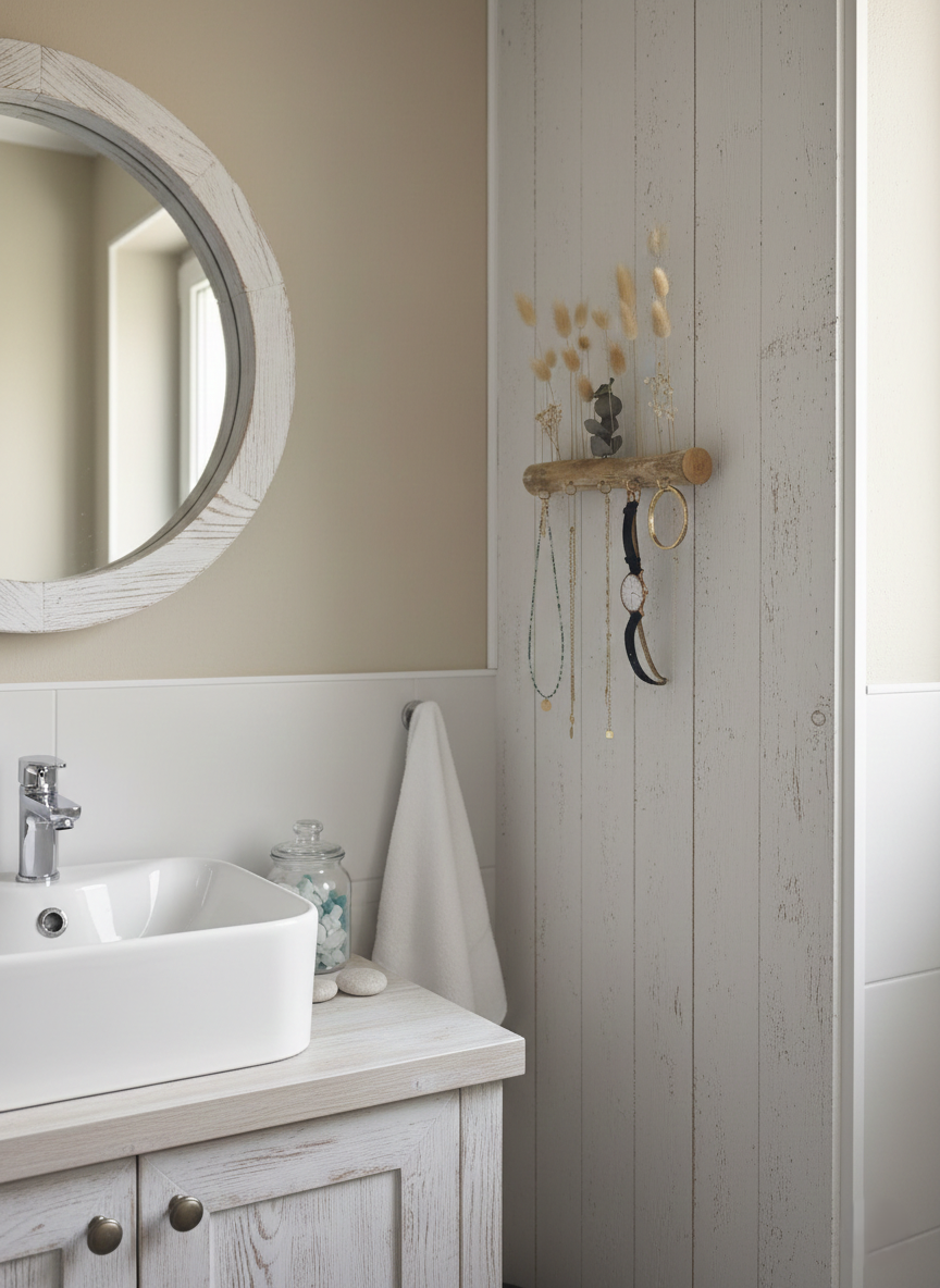 Porte-bijoux mural en bois et fleurs séchées – porte-clés décoratif fait main – Image 10