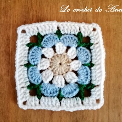TUTO crochet : motif granny fleur, carré grand-mère, photos à chaque rang, facile à réaliser avec schéma !