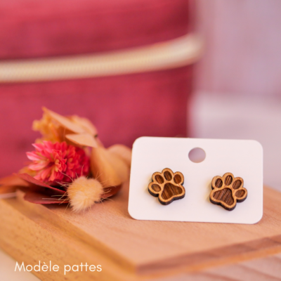 Boucles d'oreilles Chien en Bois - ROSIE