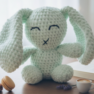 Doudou Lapin au crochet pour nouveau-né - Idée cadeau naissance fille ou garçon - Peluche faite main ultra douce