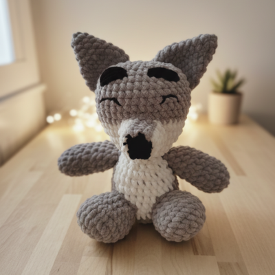 Peluche Loup personnalisable pour bébé - Doudou fait main en France - Idée cadeau naissance bleu et blanc