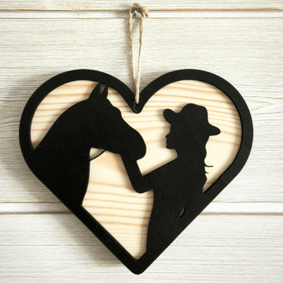 Décoration en Bois Cheval et sa Cavalière