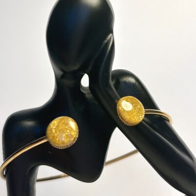 Bracelet jonc jaune-or pailleté