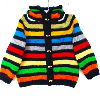 gilet pour bébé avec une capuche, tricot main, taille 1 an,