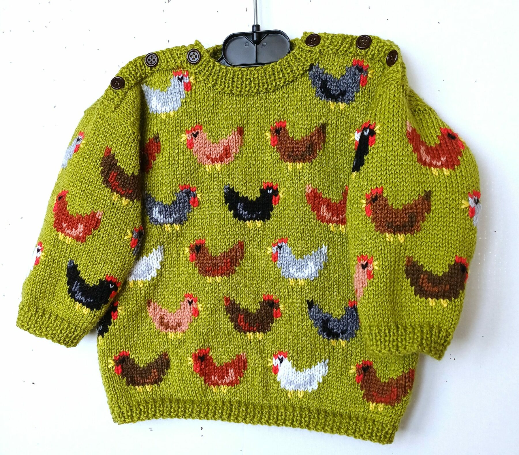 Pull tricot avec des poules, pour bébé 1 an