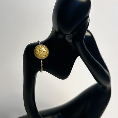 Bague torsadée jaune or pailleté