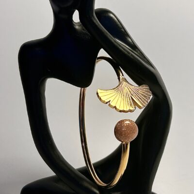 Bracelet feuille de ginkgo rose gold