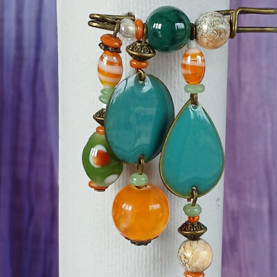 Boche bohème chic orange et vert