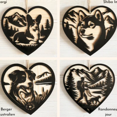 Décoration Cœur en Bois Chien - SUZIE