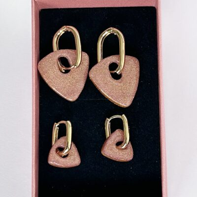 Boucles d’oreilles Duo triangle rose gold « Mère & Merveille »