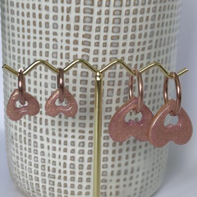 Boucles d’oreilles Duo coeur rose gold « Mère & Merveille »