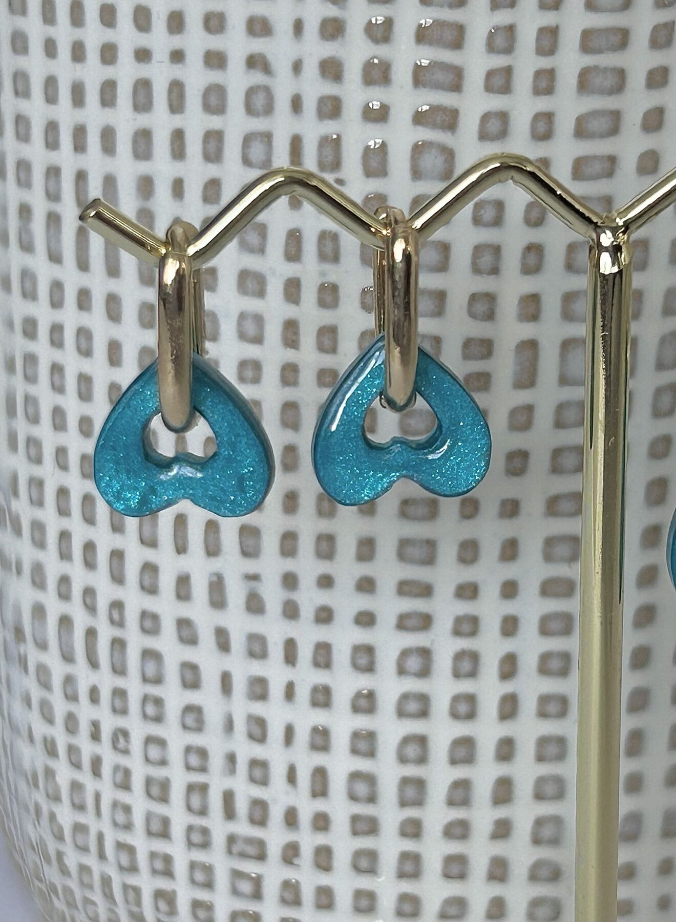 Boucles d’oreilles Duo cœur turquoise « Mère & Merveille » – Image 4