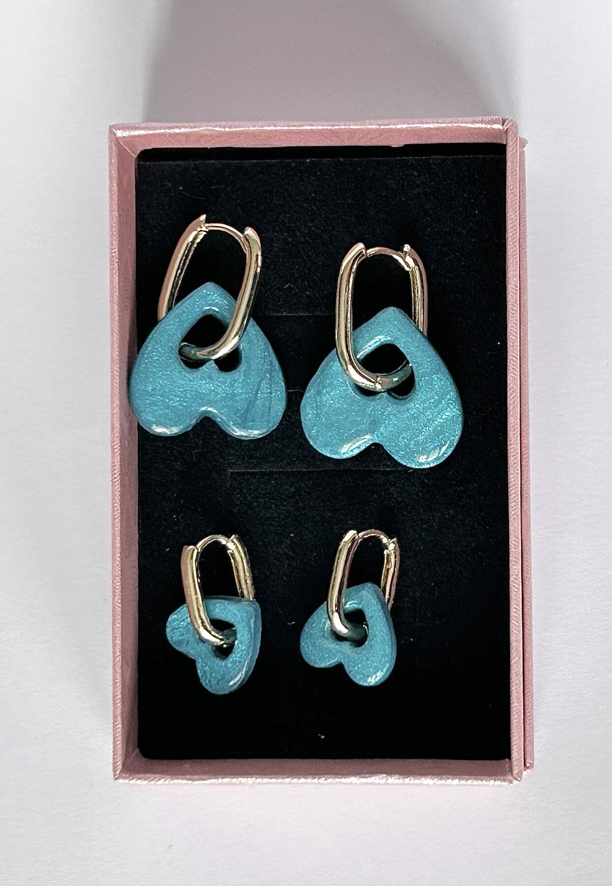 Boucles d’oreilles Duo cœur turquoise « Mère & Merveille »