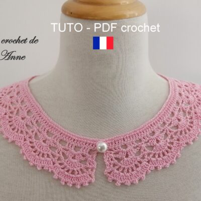 TUTO CROCHET - Col Romantique , Col Bohème , Col dentelle , orné de jolis motifs en éventail , facile à réaliser !