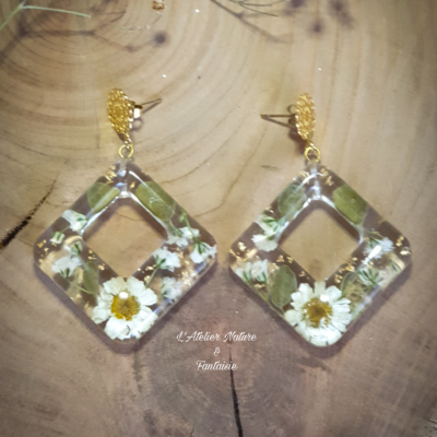 Boucles d'oreilles Artisanales "Grande Camomille" -Made In France
