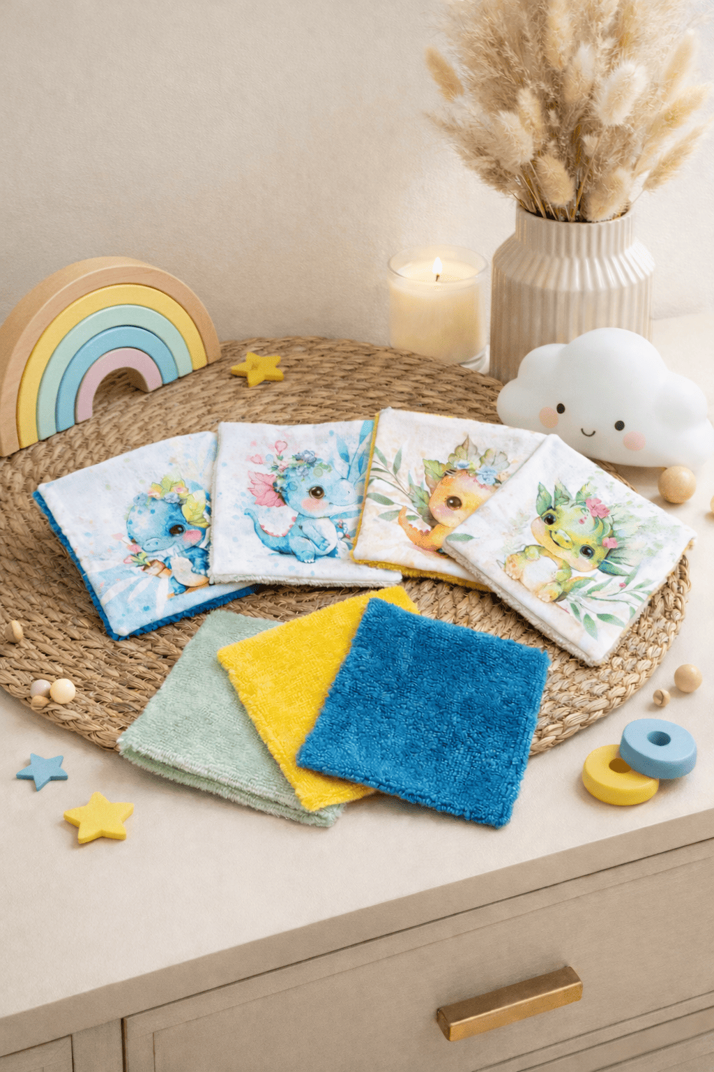 lingettes lavables dragons
