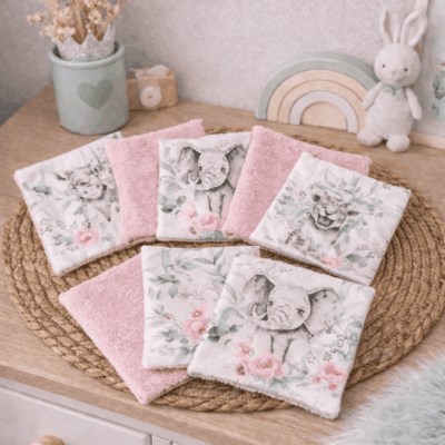 lingettes lavables savane rose