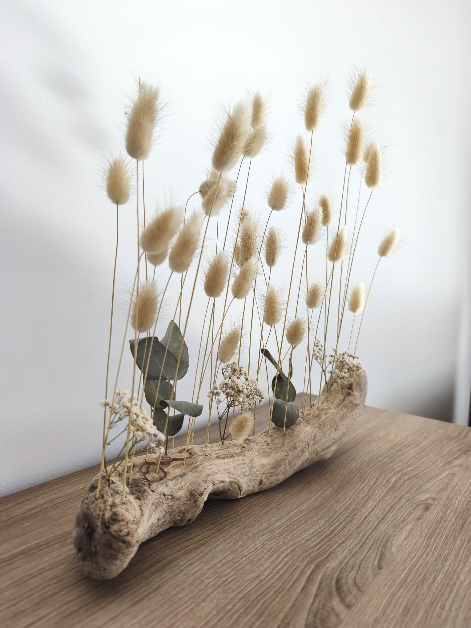Déco Nature en Bois Flotté et Fleurs Séchées Lagurus - Style Japandi & Bohème – Image 3