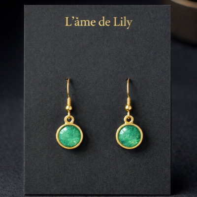 Lagune Émeraude – Boucles d’oreilles vert océan dorées