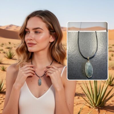 Collier quartz jardin avec monture dorée – pierre naturelle