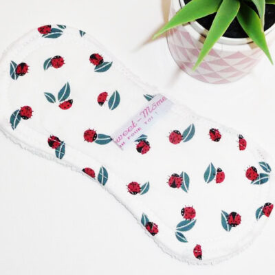 Protège-slip lavable sans ailettes COCCINELLE (Fin & discret : 19 cm) - Zéro déchet - PSL - Protège-slip en coton ado fille femme - Hygiène intime féminine