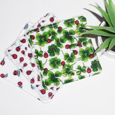 Grandes lingettes lavables COCCINELLE (lot de 3) - Lingettes hygiéniques lavables et réutilisables - Papier hygiénique lavable et réutilisable