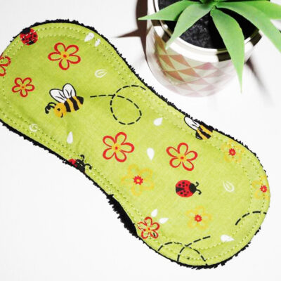 Protège-slip lavable sans ailettes ABEILLE & COCCINELLE (Fin & discret : 19 cm) - Zéro déchet - PSL - Protège-slip en coton ado fille femme - Hygiène intime féminine