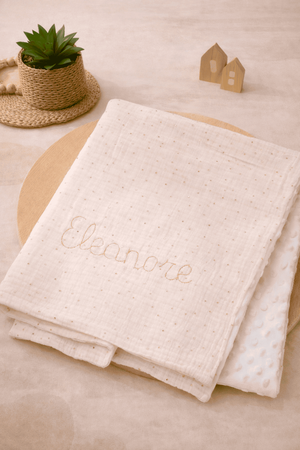 couverture double gaze minky écru