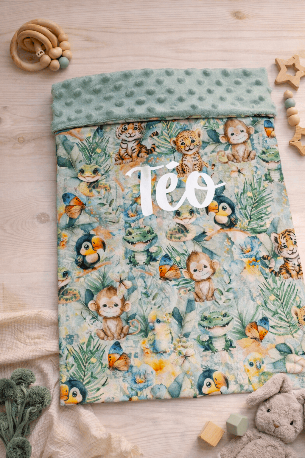 couverture coton savane minky vert