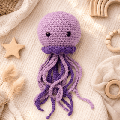 doudou pieuvre crochet coton violet