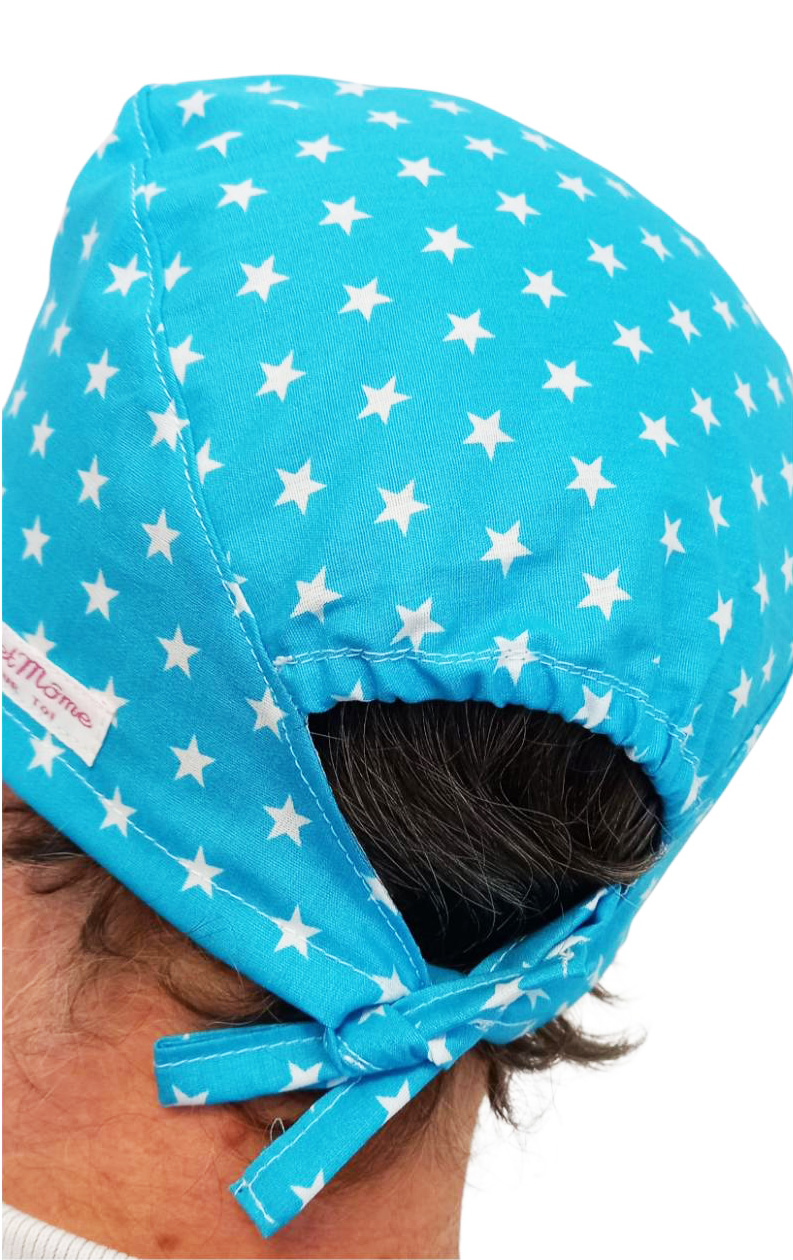 Calot de bloc couvrant - ETOILES (TURQUOISE) - bloc opératoire- chirurgien- dentiste - sage-femme - infirmière - anesthésiste - calot médical - Pharmacien - Pâtisserie