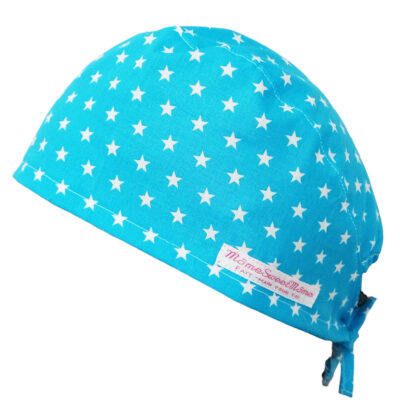 Calot de bloc couvrant - ETOILES (TURQUOISE) - bloc opératoire- chirurgien- dentiste - sage-femme - infirmière - anesthésiste - calot médical - Pharmacien - Pâtisserie