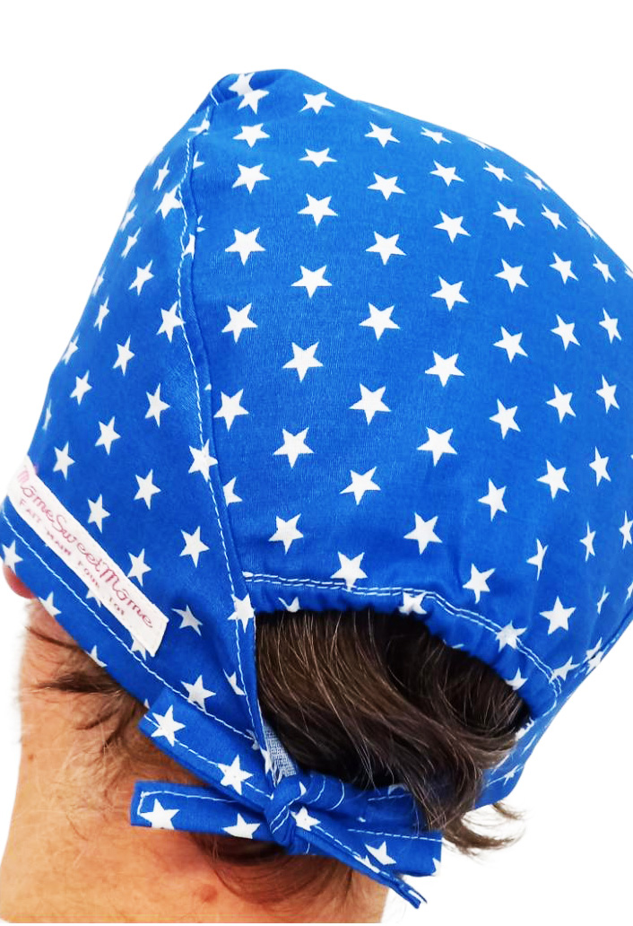 Calot de bloc couvrant - ETOILES (BLEU) - bloc opératoire- chirurgien- dentiste - sage-femme - infirmière - anesthésiste - calot médical - Pharmacien - Pâtisserie