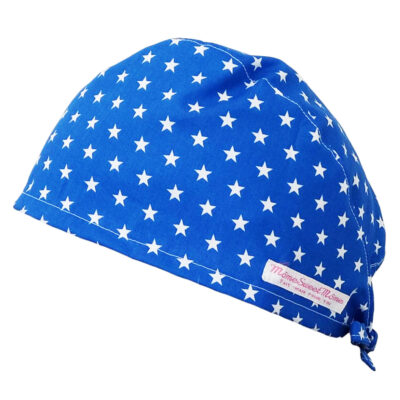 Calot de bloc couvrant - ETOILES (BLEU) - bloc opératoire- chirurgien- dentiste - sage-femme - infirmière - anesthésiste - calot médical - Pharmacien - Pâtisserie