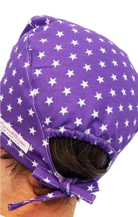 Calot de bloc couvrant - ETOILES (VIOLET) - bloc opératoire- chirurgien- dentiste - sage-femme - infirmière - anesthésiste - calot médical - Pharmacien - Pâtisserie