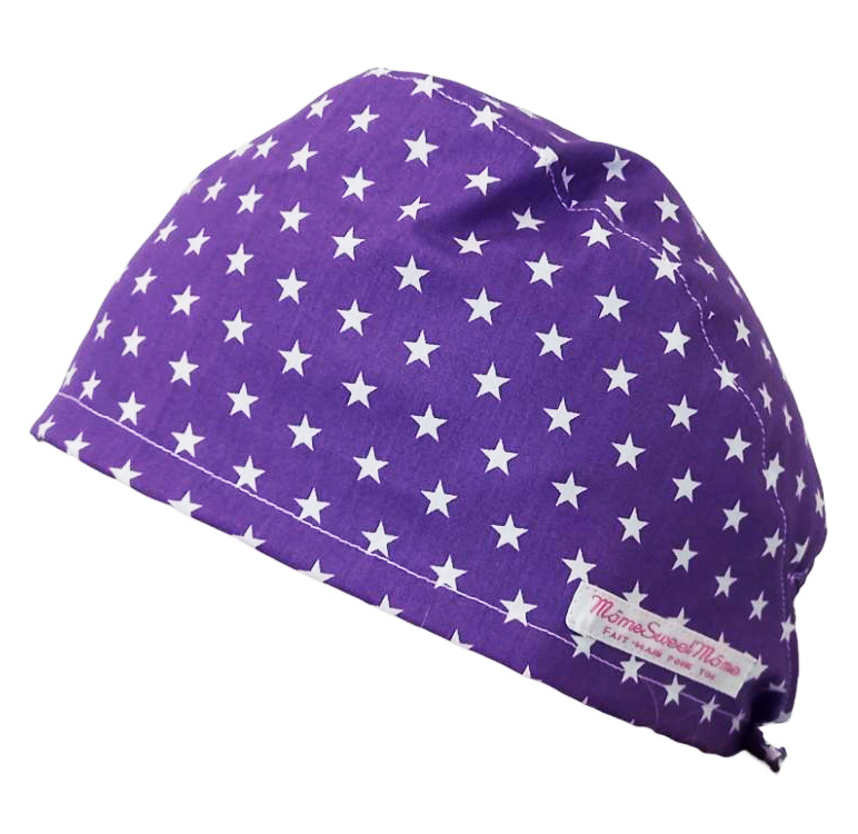Calot de bloc couvrant - ETOILES (VIOLET) - bloc opératoire- chirurgien- dentiste - sage-femme - infirmière - anesthésiste - calot médical - Pharmacien - Pâtisserie
