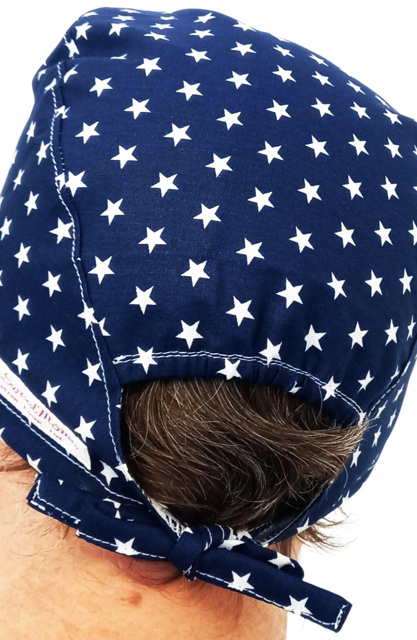Calot de bloc couvrant - ETOILES (NAVY - MARINE) - bloc opératoire- chirurgien- dentiste - sage-femme - infirmière - anesthésiste - calot médical - Pharmacien - Pâtisserie