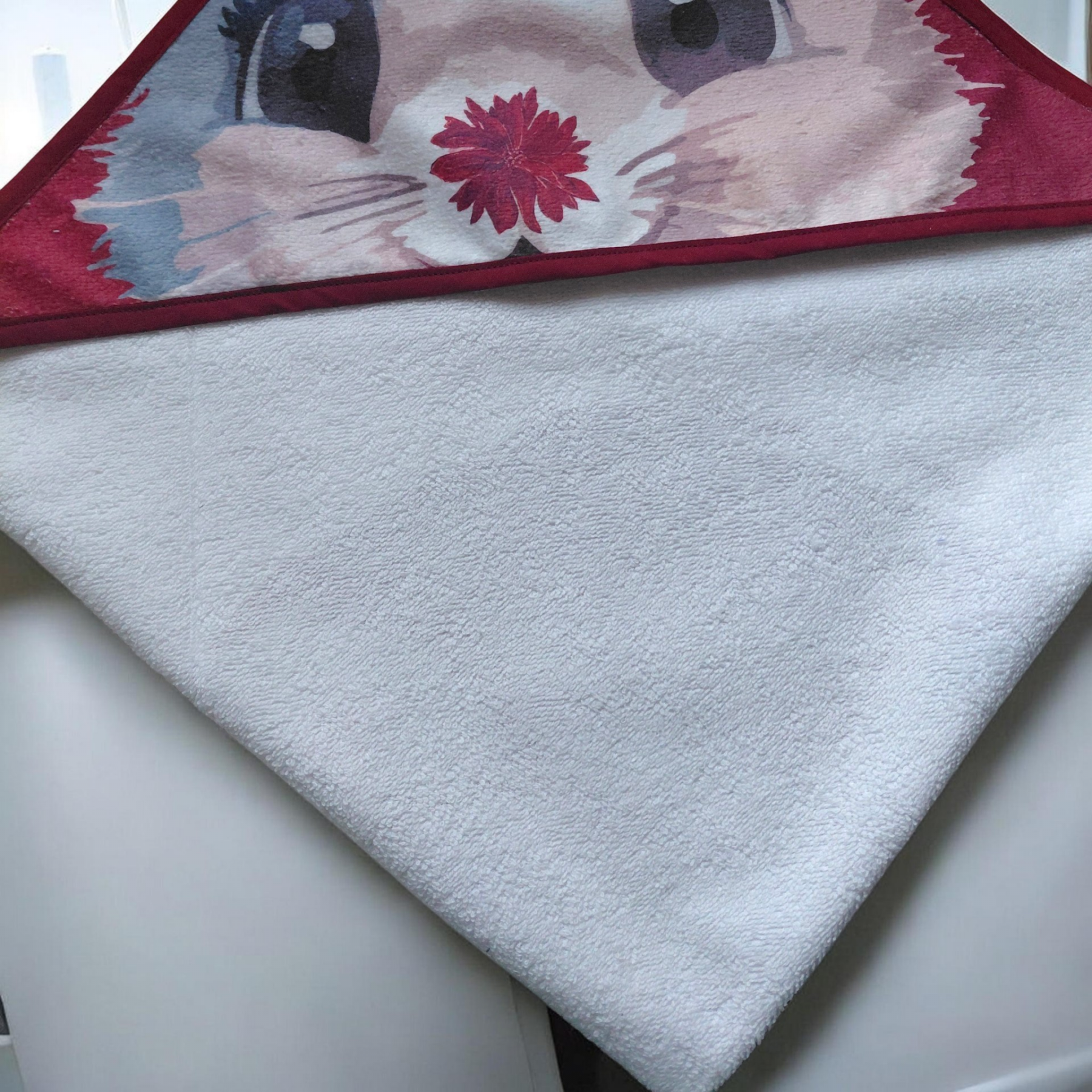 Cape de bain bébé fait main – Éponge ultra douce Oeko-Tex – Motif souris adorable – Fabrication française – Image 4