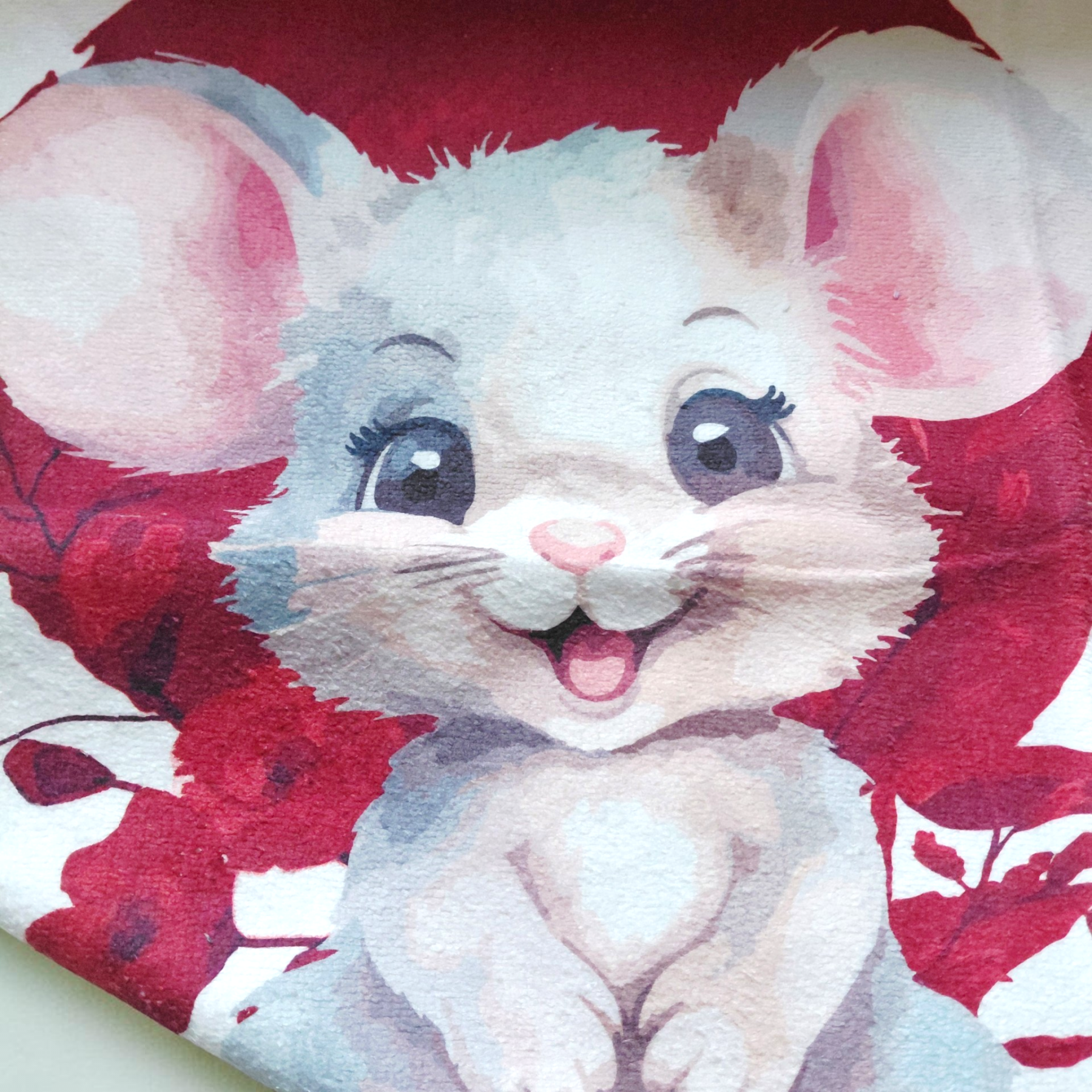 Cape de bain bébé fait main – Éponge ultra douce Oeko-Tex – Motif souris adorable – Fabrication française – Image 2