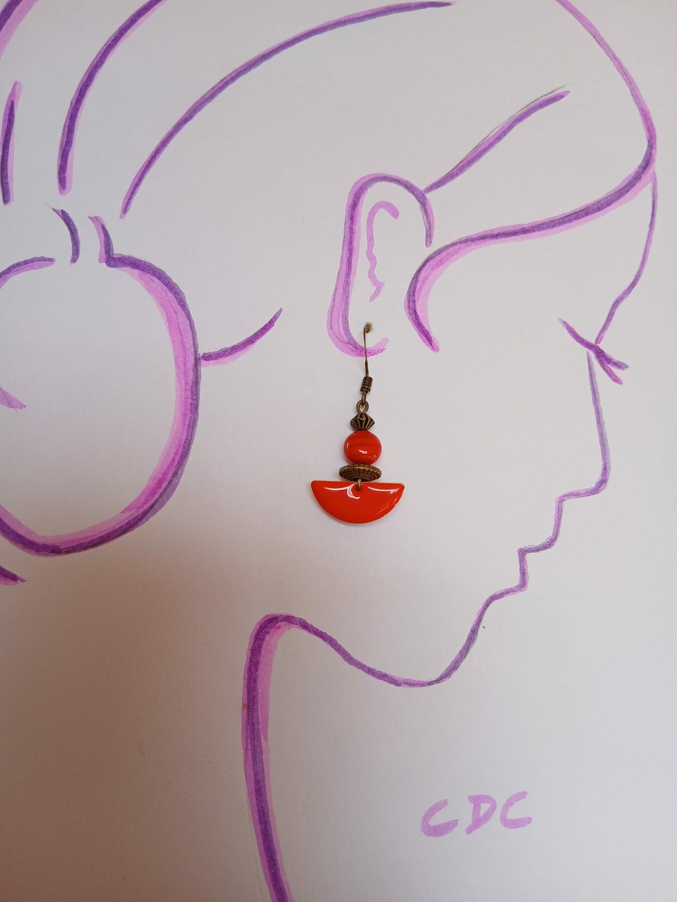 Boucles d'oreilles Bohême Vintage rouge vif