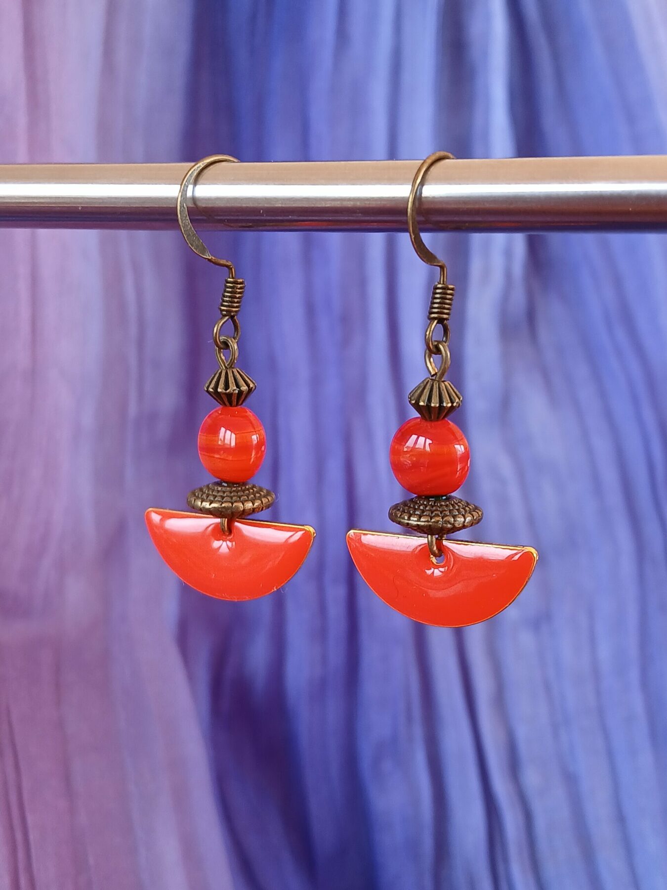 Boucles d'oreilles Bohême Vintage rouge vif