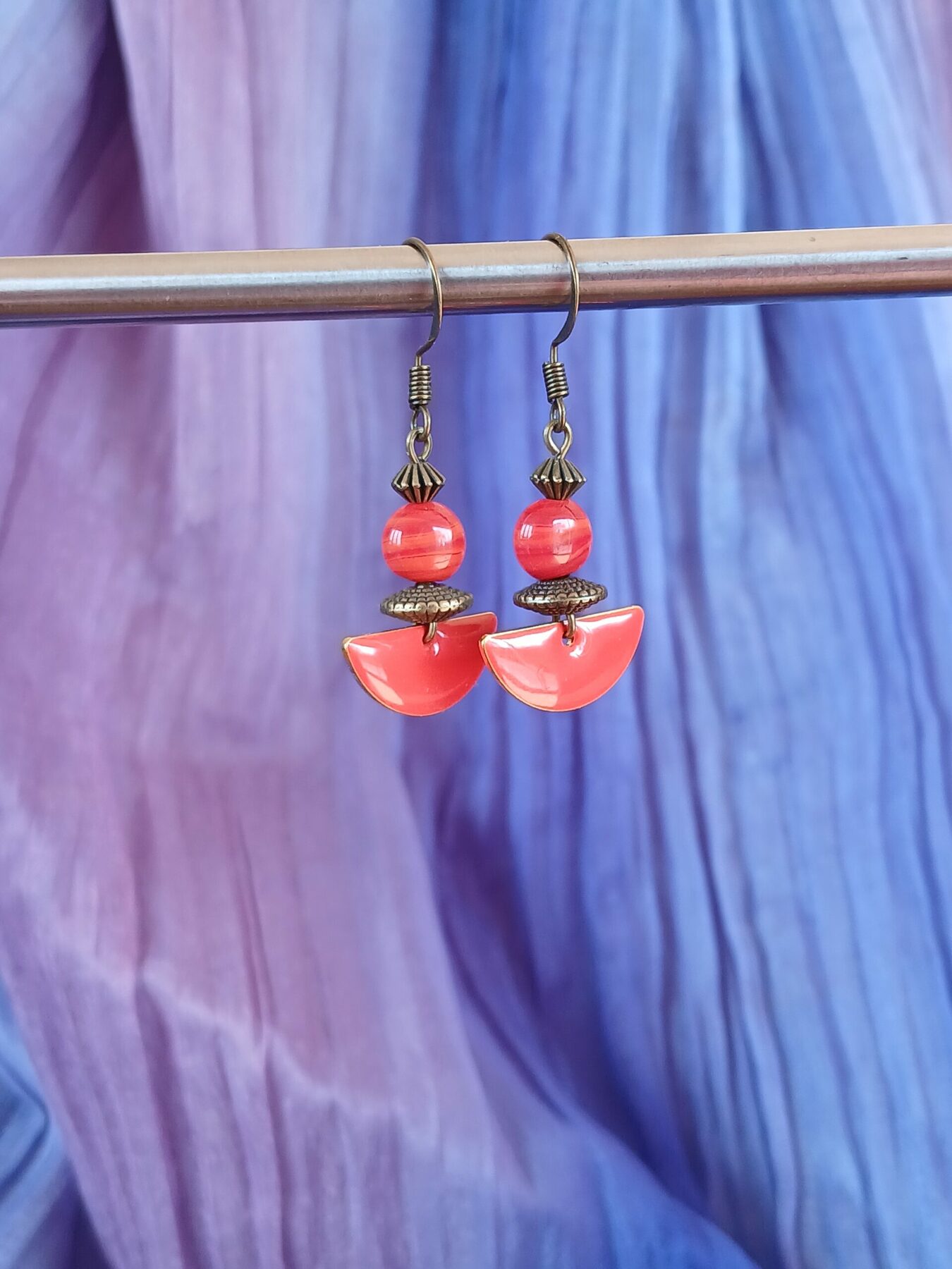 Boucles d'oreilles Bohême Vintage rouge vif