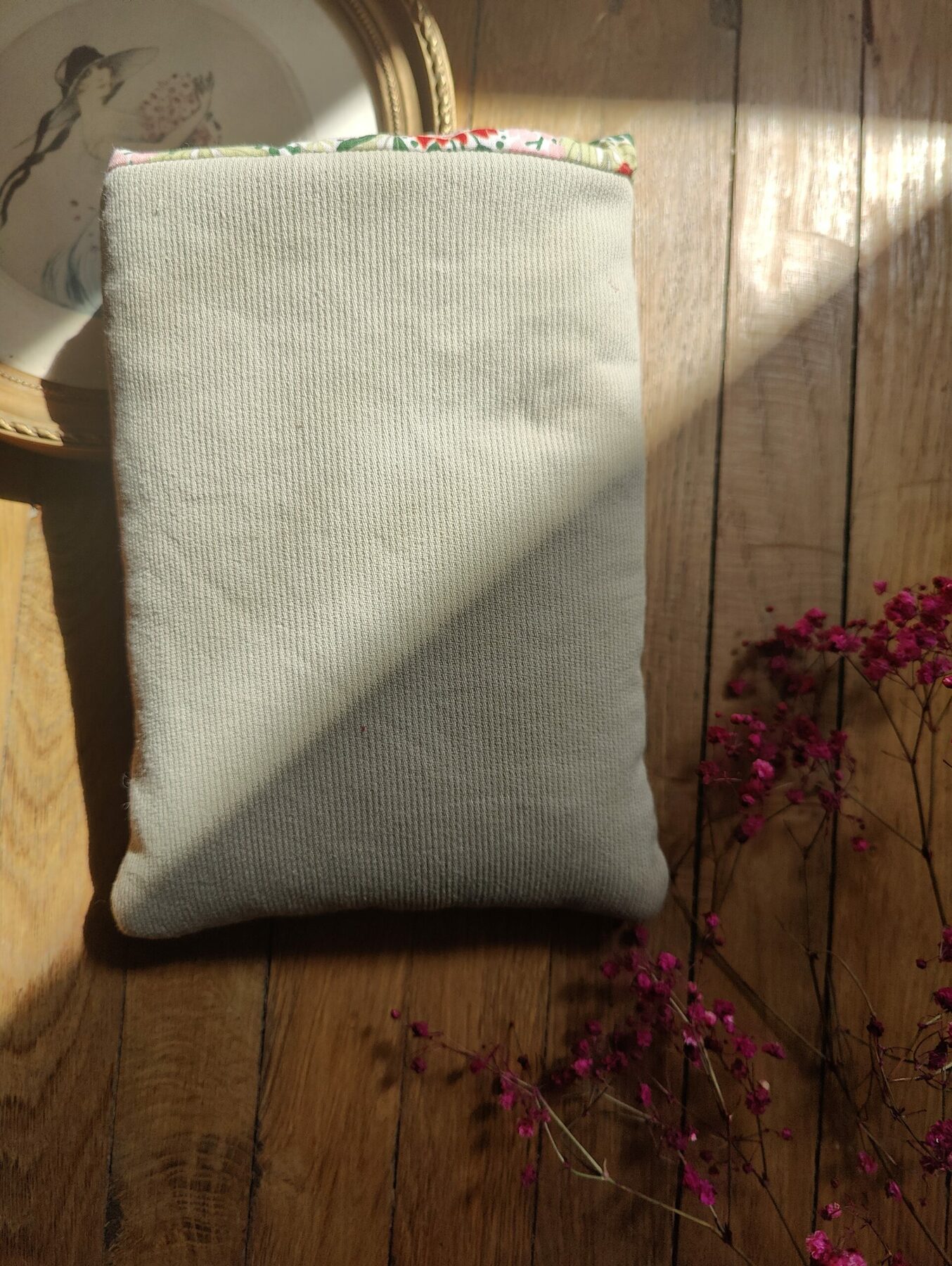 Dos uni pochette pour livre couleur beige