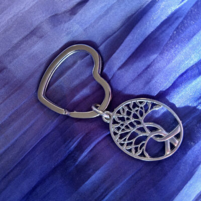 Porte-clé argent Anneau Cœur et Arbre de vie Bijou symbolique