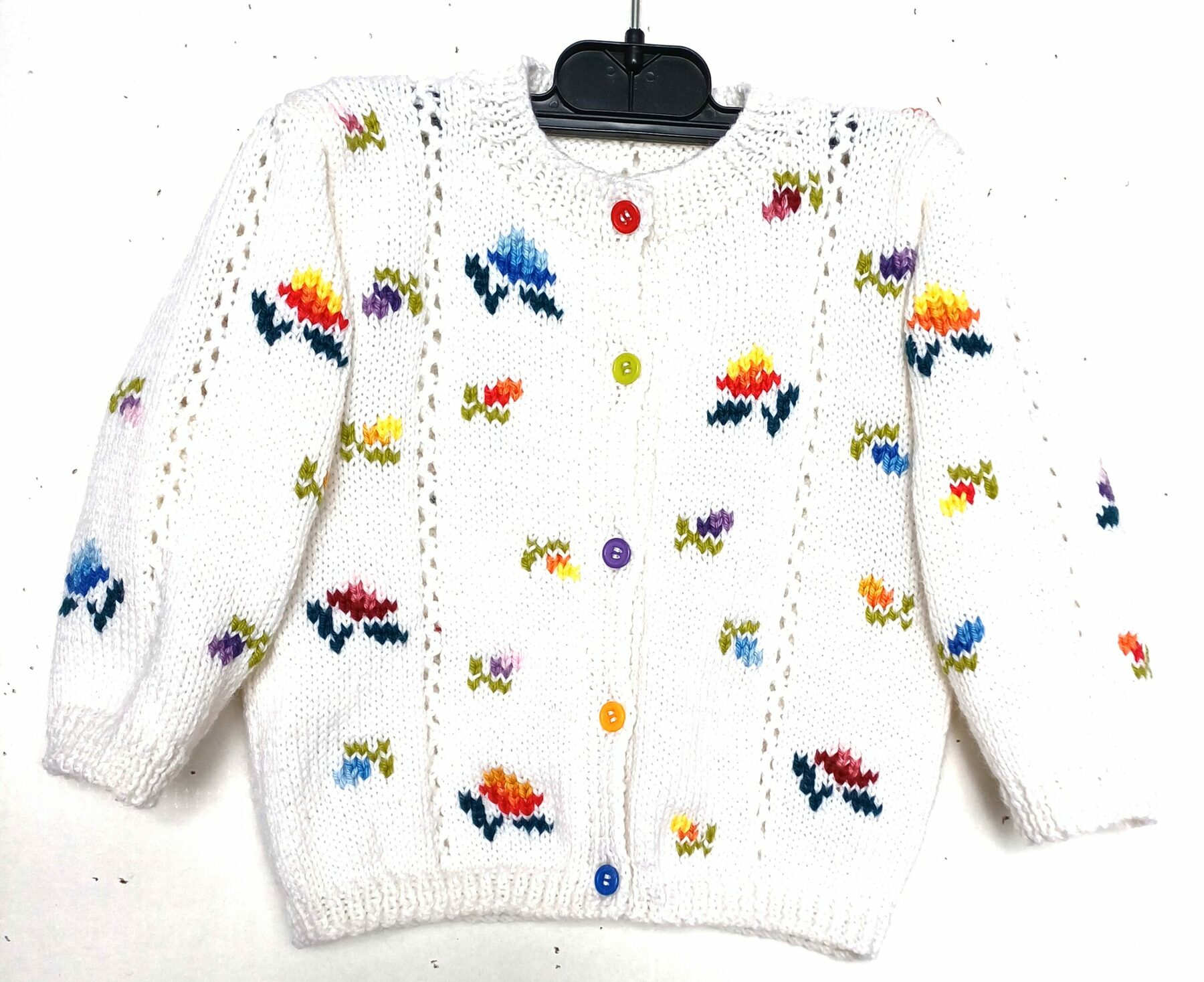 Gilet blanc pour bébé, brodé de fleurs multicolores, taille 1 an